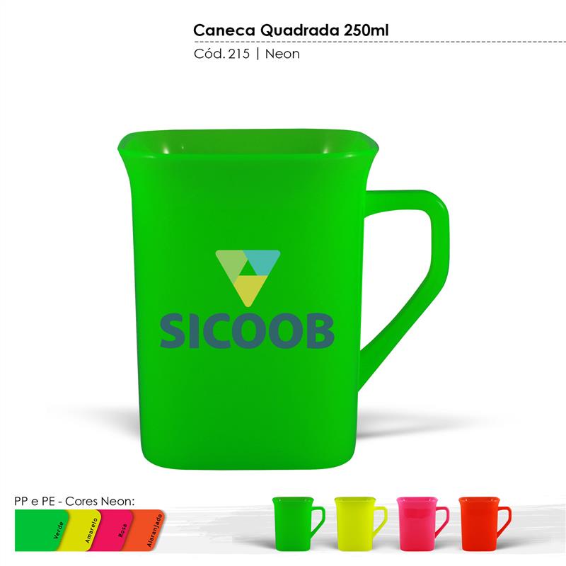 Caneca Quadrada 250 ml Neon