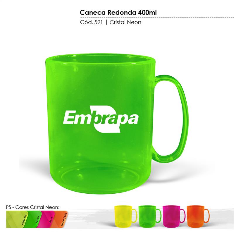 Caneca Redonda 400 ml - Cristal Neon