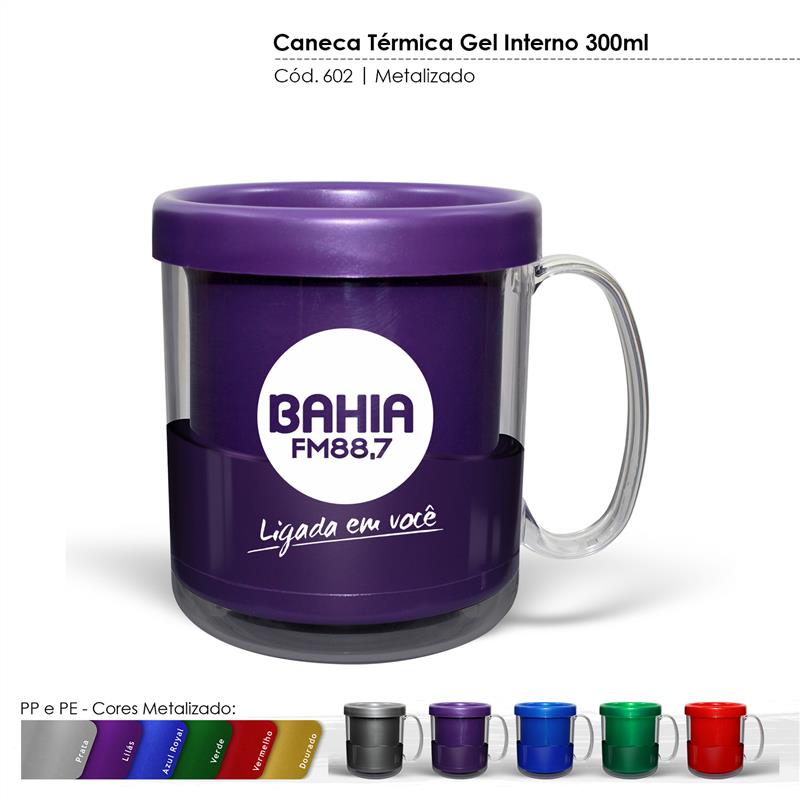 Caneca Trmica Gel Interno 300 ml Metalizada