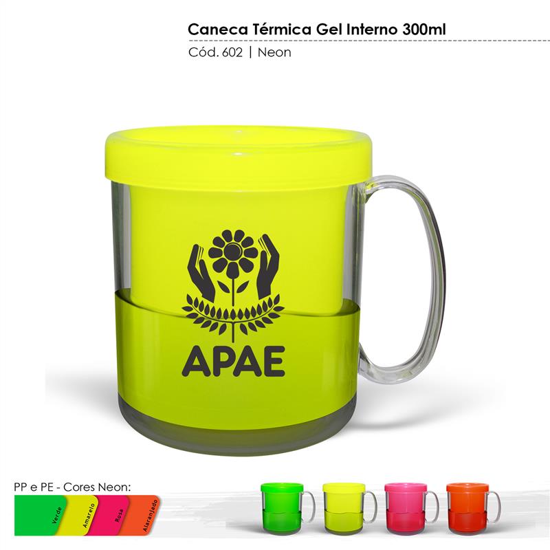 Caneca Trmica Gel Interno 300 ml Neon