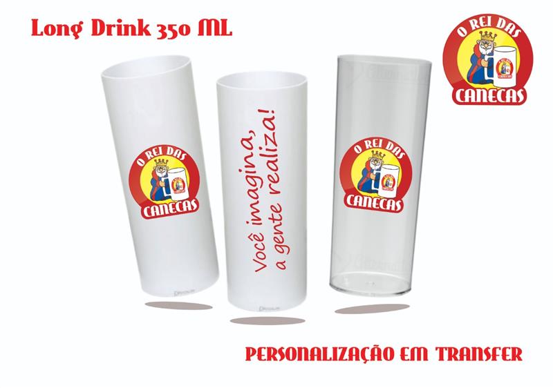 Copo Long Drink 350ml Personalizado Transfer Color