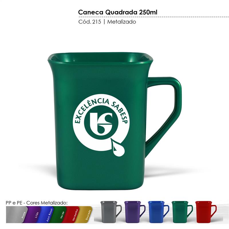 Caneca Quadrada 250 ml Metalizada