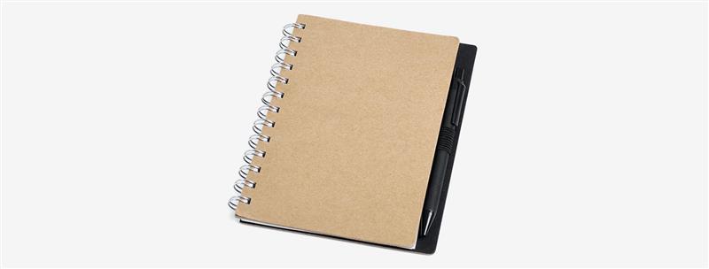 Caderno Espiral Com Capa E Caneta Reciclados