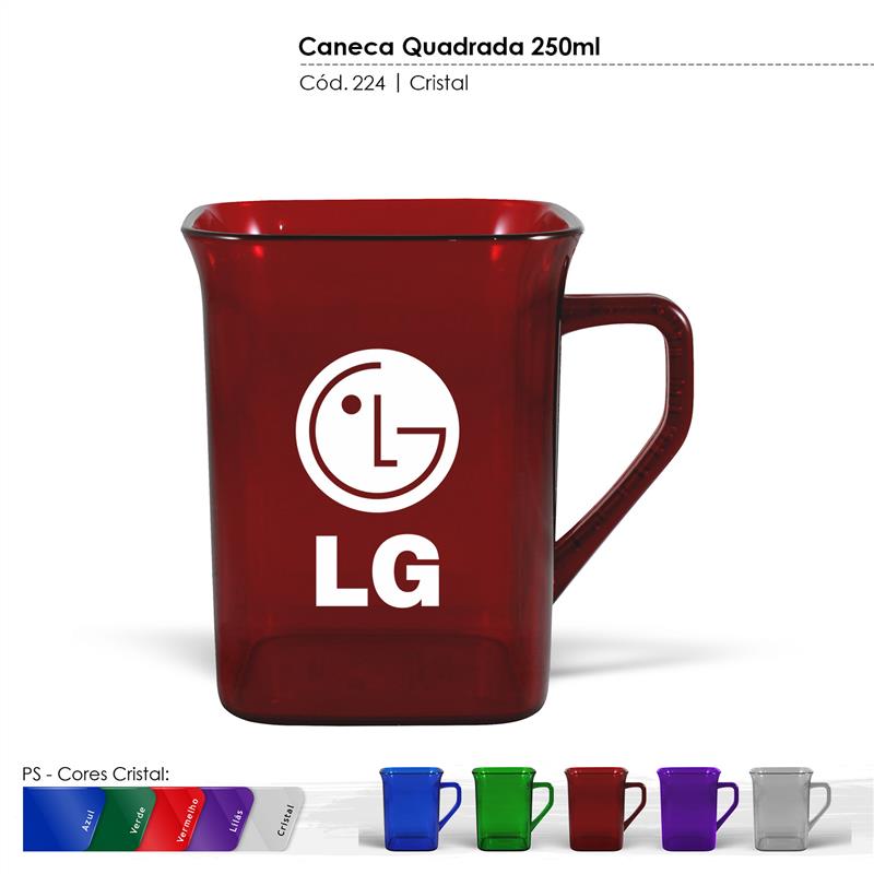 Caneca Quadrada 250 ml Cristal