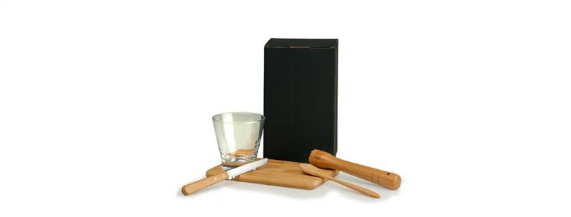 Kit Para Caipirinha Em Bambu - 0,35 L - 5 Ps